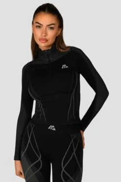 Contour Seamless 1/4 Zip - Black/Platinum Grey