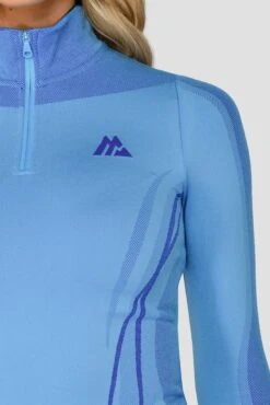 Contour Seamless 1/4 Zip - Powder Blue/Egyptian Blue -Montirex ContourSeamless1 4Zip PowderBlue EgyptianBlue Close