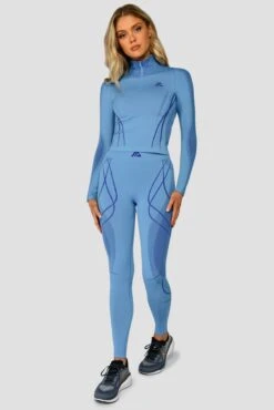 Contour Seamless 1/4 Zip - Powder Blue/Egyptian Blue -Montirex ContourSeamless1 4Zip PowderBlue EgyptianBlue FullFront