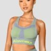 Energy 2.0 Seamless Bra Top - Cadet Grey/OG Neon -Montirex ENERGY2.0SEAMLESSBRATOP TRADEWINDS SAFETYYELLOW closefront
