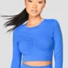 Evolve Seamless Crop - Egyptian Blue -Montirex EVOLVE CORE SEAMLESS LS CROP Egyptian Blue close front