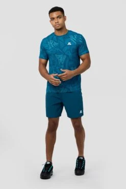 Geo M Print T-Shirt - Abyssal -Montirex GEO M PRINT T SHIRT SAILOR BLUE FULL FRONT