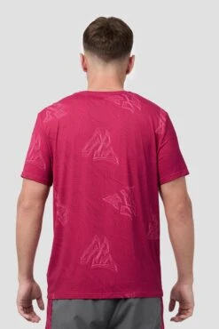 Geo M Print T-Shirt - Cherry -Montirex GEO M PRINT T SHIRt CERISE CLOSE B