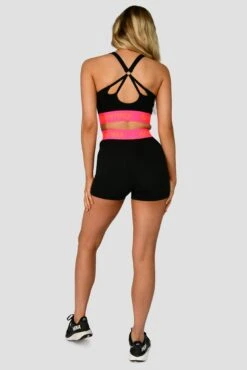 Icon Contrast Sports Bra - Black/Neon Pink/Fiery Orange -Montirex ICON CONTRAST SPORTS BRA BLACK NEON PINK FIERY ORANGE back