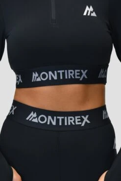 Icon 1/4 Zip - Black -Montirex ICON1.4ZIPTOPBLACKbanddetail