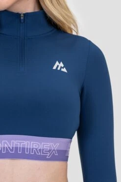 Icon Contrast 1/4 Zip - Agency/Occitania/Lavandula -Montirex Icon Contrast 1 4 Zip Agency Occitania Lavandula logo detail