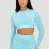 Icon Lite Long Sleeve Crop - Neon Sky/Summer Sky/Blue Icing -Montirex Icon Lite Ls Crop Bluefish Tropical Breeze Spun Sugar Cooling Spray close front
