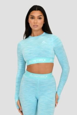 Icon Lite Long Sleeve Crop - Neon Sky/Summer Sky/Blue Icing