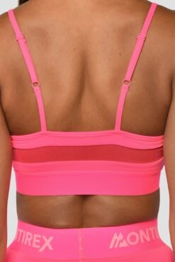 Icon Strappy Bra - Neon Pink -Montirex Icon Strappy Top Neon Pink Back Detail