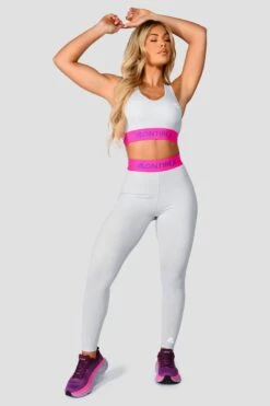 Icon Contrast Legging - Light Smoke Grey/Pink Glo/Electric Purple -Montirex IconContrastLegging LightSmokeGrey PinkGlo ElectricPurple fullfront
