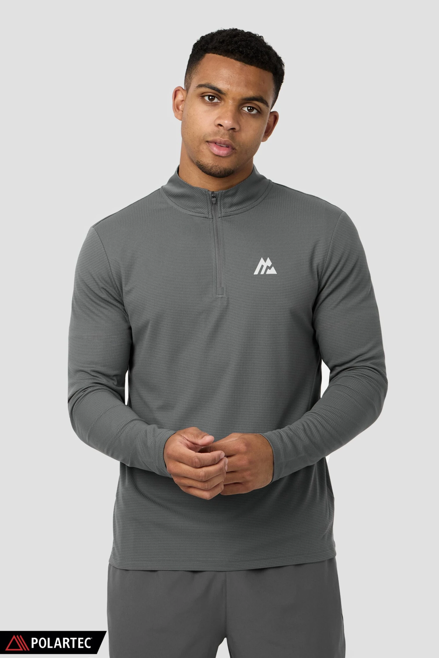 Peak Gridded Polartec® 1/4 Zip - Cement Grey 4 Peak Gridded Polartec® 1/4 Zip - Cement Grey - Image 2