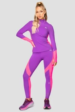 Power Panelled 1/4 Zip - Electric Purple/Pink -Montirex POWERPANELLED1 4ZIP ElectricPurple Pink front