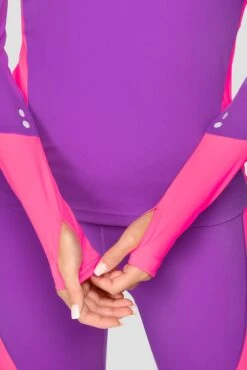 Power Panelled 1/4 Zip - Electric Purple/Pink -Montirex POWERPANELLED1 4ZIP ElectricPurple Pink sleevedetail