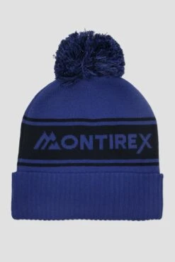 Peak Pom Beanie Hat - Space Blue/Midnight Blue -Montirex PeakPomBeanieHat SpaceBlue MidnightBlue back