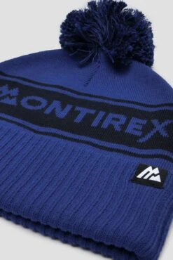 Peak Pom Beanie Hat - Space Blue/Midnight Blue -Montirex PeakPomBeanieHat SpaceBlue MidnightBlue close