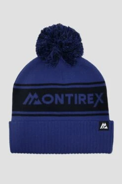 Peak Pom Beanie Hat - Space Blue/Midnight Blue -Montirex PeakPomBeanieHat SpaceBlue MidnightBlue front