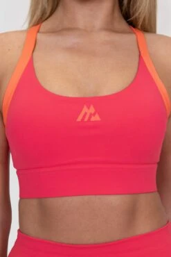 Stride Sports Bra - Strawberry Soda/Montipora/Pink Sherbet -Montirex STRIDE BRA RASPBERRY LIVING CORAL PARADISE PINK Logo