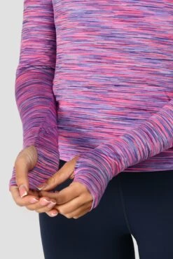 Women's Trail 2.0 1/4 Zip - Purple/Pink -Montirex TRAIL 2.0 1 4 ZIP THISTLE ROYAL PURPLE VIVID VIOLET NEON PINK SLEEVEDETAIL