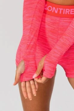 Trail Icon Long Sleeve Crop - Neon Pink/Red -Montirex TRAIL ICON LS CROP NEON PINK MAGENTA PINK PUNCH SHOCKING PINK FIESTA RED sleeve detail