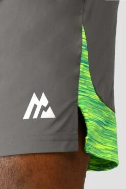 Trail Panel 2.0 Short - Grey/OG Neon/Green -Montirex TRAIL PANEL 2.0 SHORT CEMENT GREY OG NEON PERSIAN GREEN NEON BLUE side detail CROP IN PLS