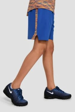 Junior Trail Panel Short - Cobalt/Neon Orange/Lime/Blue -Montirex TRAIL PANEL SHORT COBALT SAFETY ORANGE LIME FROST side other