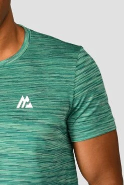 Trail Seamless T-Shirt - Mountain Meadow/Deep Sea -Montirex TRAIL SEAMLESS T SHIRT MOUNTAIN MEADOW DEEP SEA logo detail