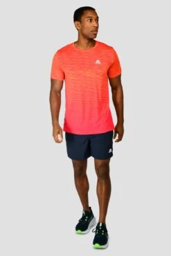 Trail Seamless T-Shirt - Fiery Orange/Hot Pink/Hibiscus 10 Trail Seamless T-Shirt - Fiery Orange/Hot Pink/Hibiscus -Montirex TRAIL SEAMLESS TEE FIERY ORANGE HOT PINK HIBISCUS front