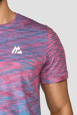 Trail Seamless T-Shirt - Pink/Blue -Montirex TRAIL SEAMLESS TEE HIBISCUS MAYA BLUE close