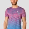 Trail Seamless T-Shirt - Pink/Blue -Montirex TRAIL SEAMLESS TEE HIBISCUS MAYA BLUE close front