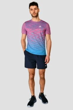 Trail Seamless T-Shirt - Pink/Blue -Montirex TRAIL SEAMLESS TEE HIBISCUS MAYA BLUE front