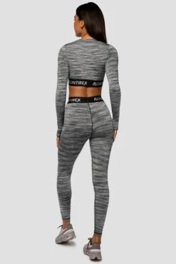 Trail Icon Long Sleeve Crop - Black/Grey Multi -Montirex Trail Icon LS Crop GREY BLACK WHITE Full Back