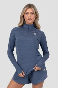 Breathe 1/4 Zip - Greyed Indigo